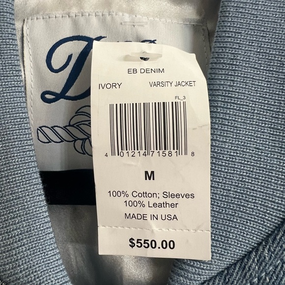 EB Denim & Leather Colorblock Varsity Jacket size M NWT - Picture 4 of 7